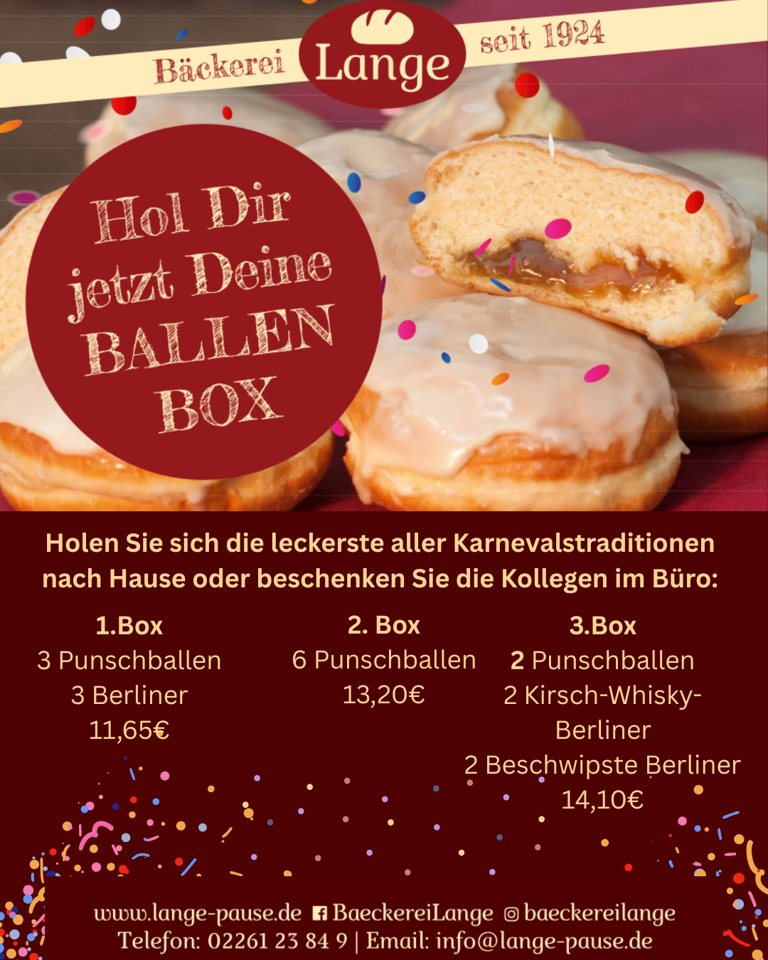 Von Dienstag den 10.02 - Montag den 16.02 unsere Ballen Boxen